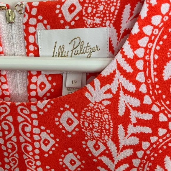 Lilly Pulitzer Edita Shift Dress in Flamingo Feather Harbor sz 12 - Picture 4 of 6